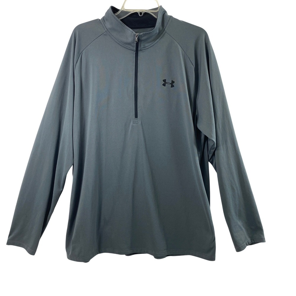 Under Armour Pullover Mens 2XL HeatGear Tech 2.0 1/2 Zip Gray 1328495 Activewear